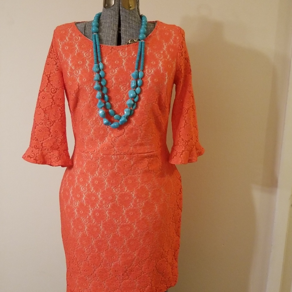 Topshop Vintage orange lace dress